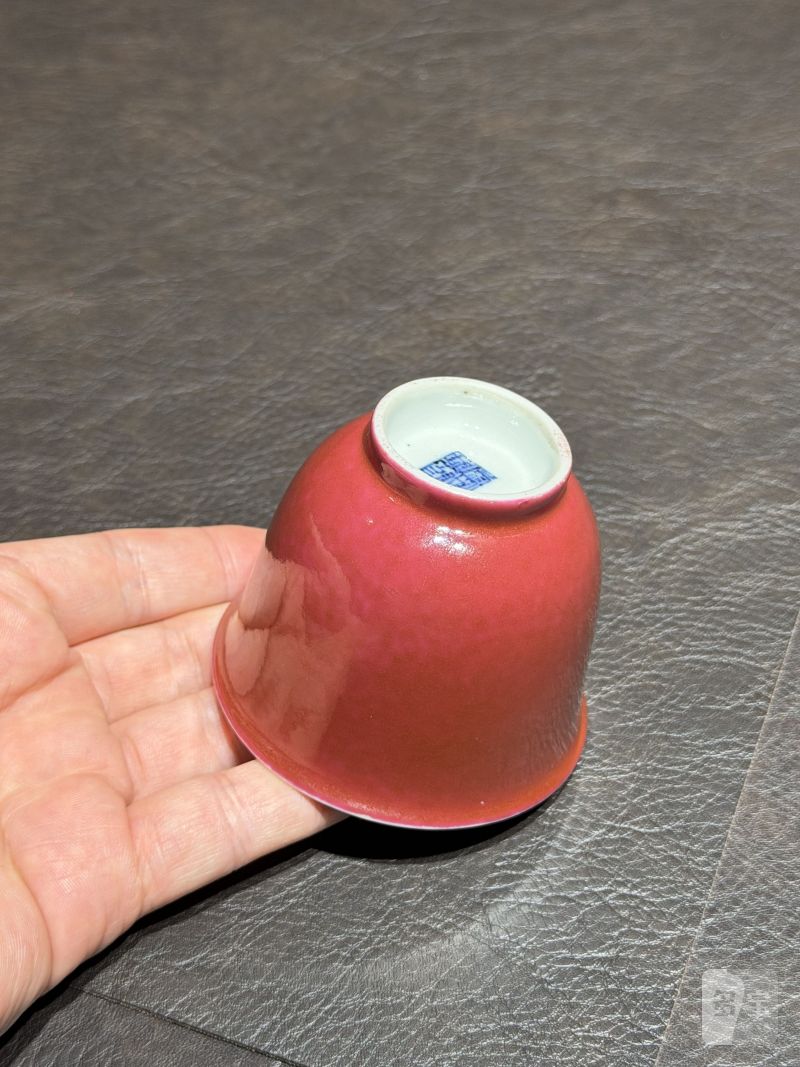 清乾隆 胭脂红釉茶圆 - 图6